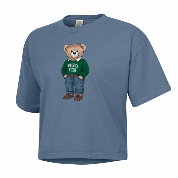 Wrigley Field Teddy Bear Women's Comfort Wash Saltwater Boxy Short Sleeve T Shirt