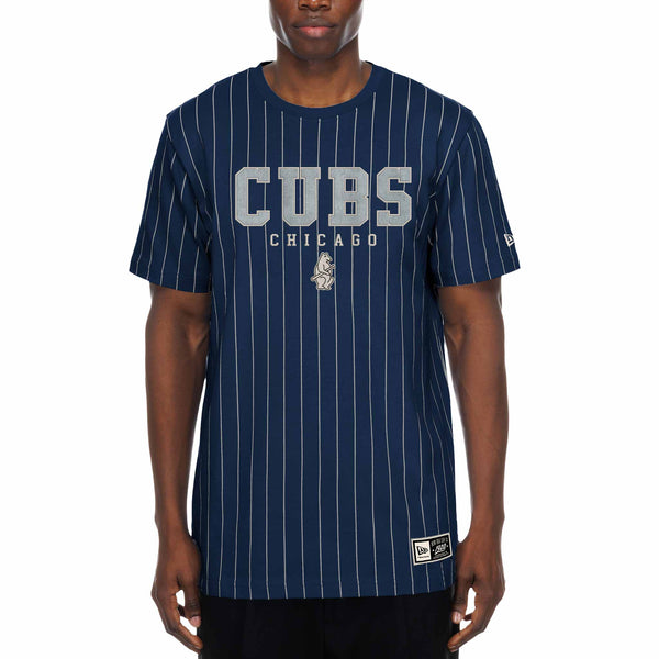 Chicago Cubs New Era 1914 Bear Navy Blue Pinstripe Short Sleeve T Shirt
