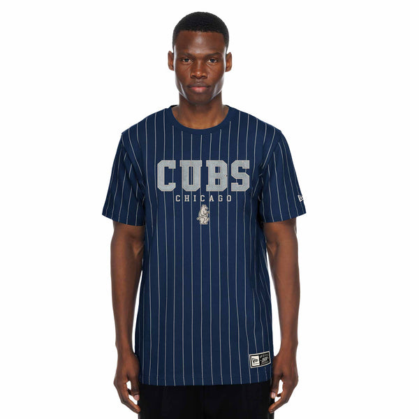 Chicago Cubs New Era 1914 Bear Navy Blue Pinstripe Short Sleeve T Shirt