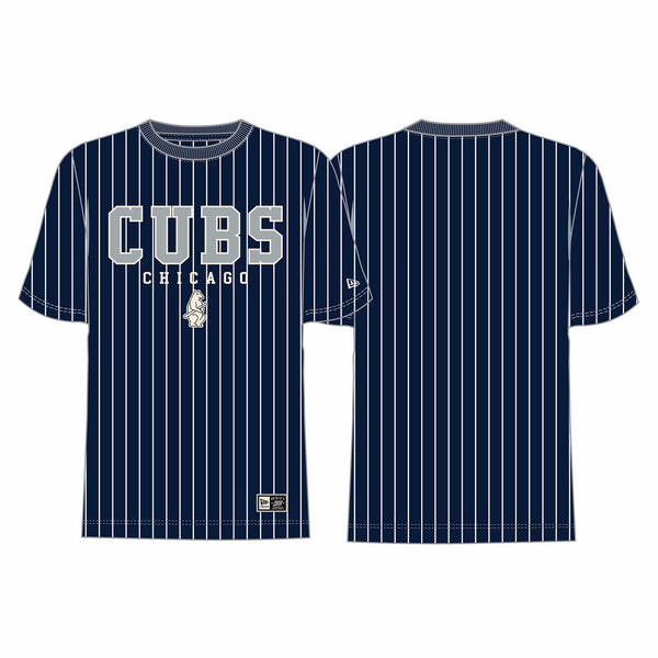 Chicago Cubs New Era 1914 Bear Navy Blue Pinstripe Short Sleeve T Shirt