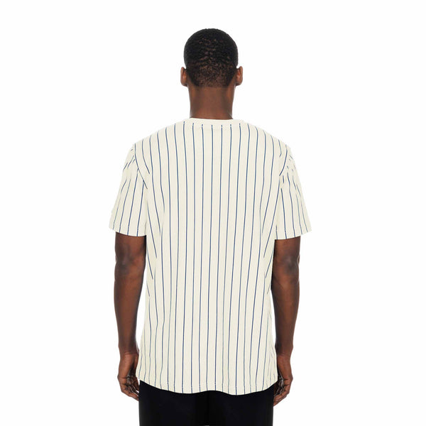 Chicago Cubs New Era Rock Bear Cream Pinstripe Short Sleeve T Shirt