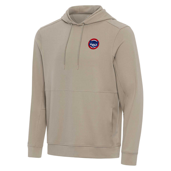 Chicago Cubs Antigua Echelon Taupe 1984 Bear Hooded Lightweight Sweatshirt