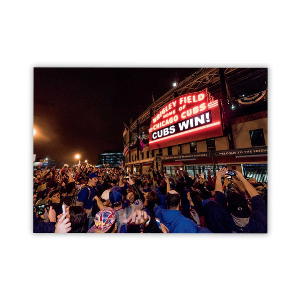 Wrigley Field Marquee Cubs Win Night Time Post Card