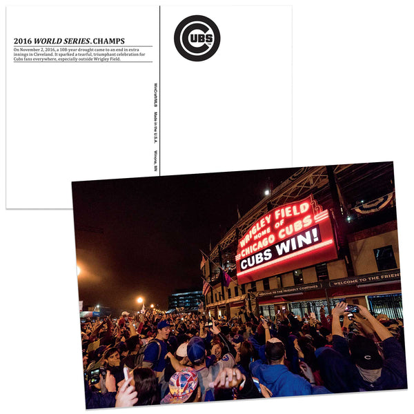 Wrigley Field Marquee Cubs Win Night Time Post Card