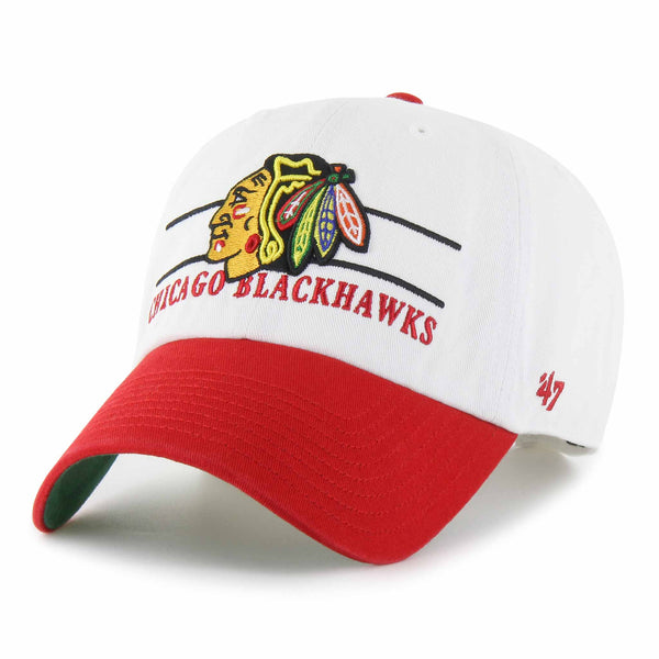 Chicago Blackhawks 47 Brand White Double Header Clean Up Adjustable Cap