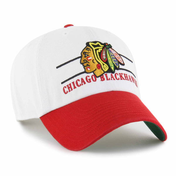 Chicago Blackhawks 47 Brand White Double Header Clean Up Adjustable Cap