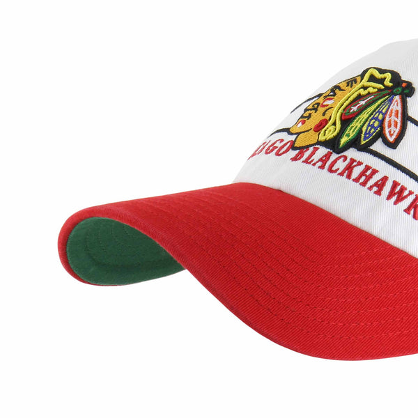 Chicago Blackhawks 47 Brand White Double Header Clean Up Adjustable Cap
