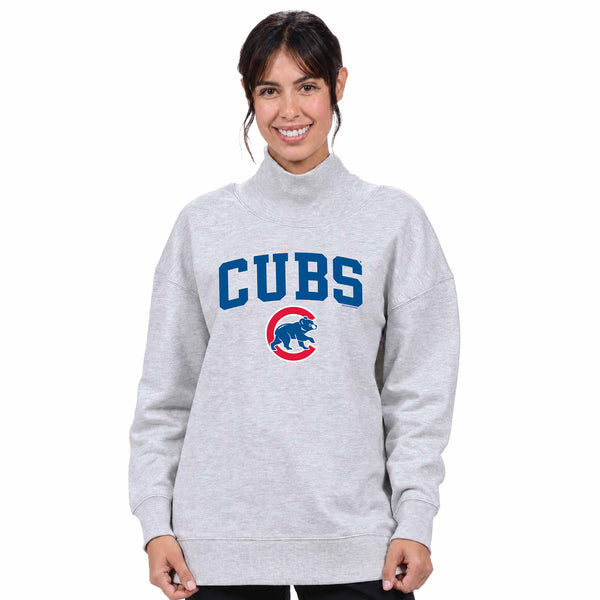 Chicago Cubs Soft As A Grape Women's Mock Neck Sweatshirt