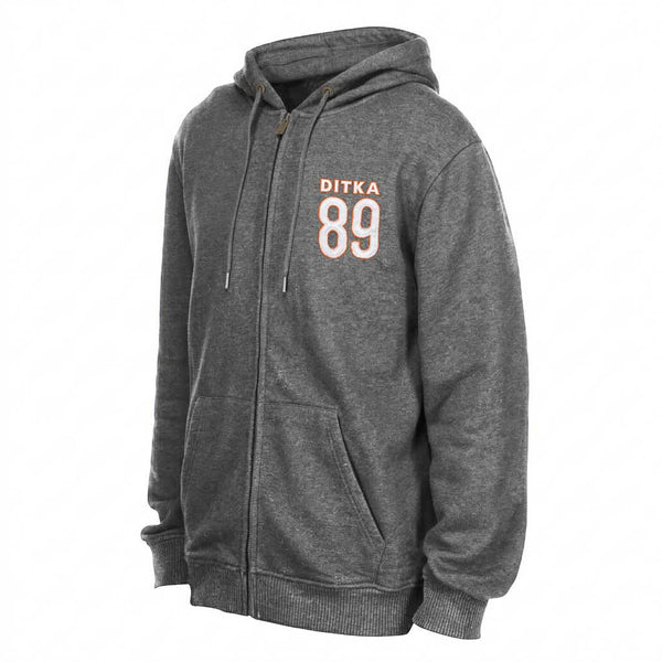 Mike Ditka American Needle Number 89 Charcoal Hooded Full Zip Sweatshirt