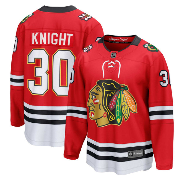 Chicago Blackhawks Spencer Knight Centennial Breakaway Jersey With Authentic Lettering