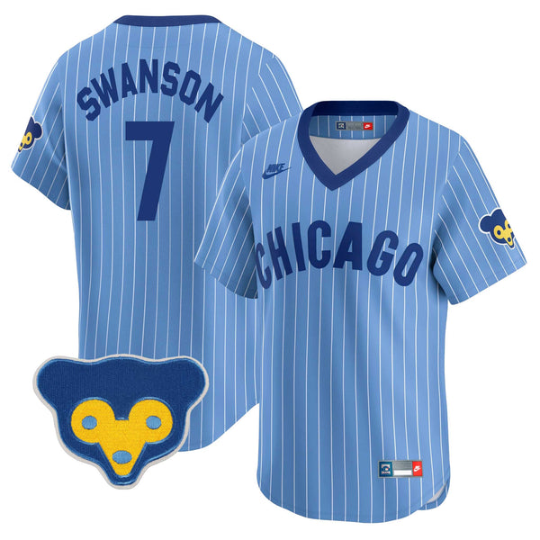 Chicago Cubs Dansby Swanson Nike Limited Vapor 1957-78 Road Cooperstown Jersey