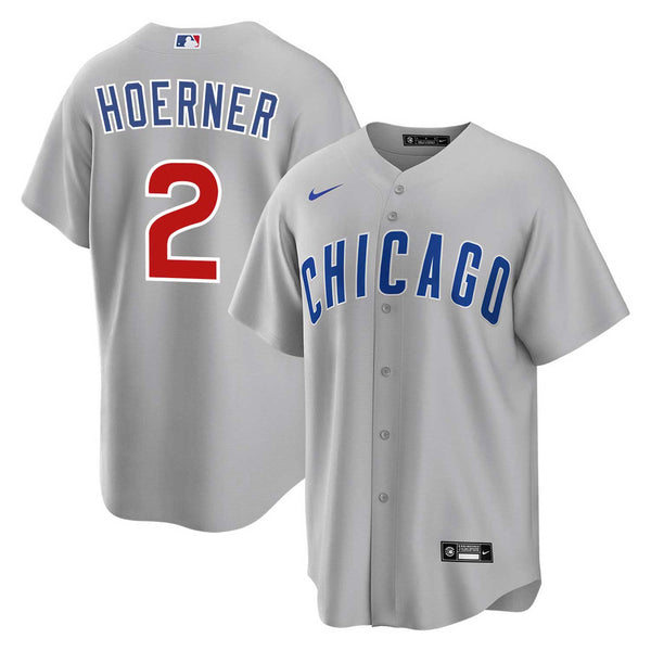Chicago Cubs Nico Hoerner Nike Road Replica Jersey w/ Authentic Lettering
