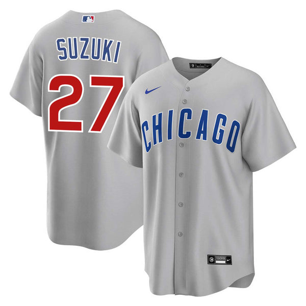 Chicago Cubs Seiya Suzuki Nike Road Replica Jersey w/ Authentic Lettering