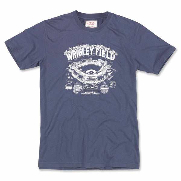 Wrigley Field Navy Brass Tacks T-Shirt