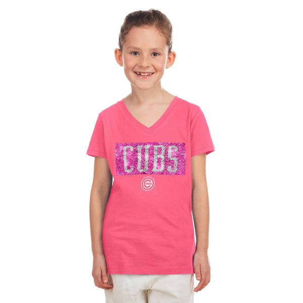 Chicago Cubs Youth Girls Sequin T-Shirt