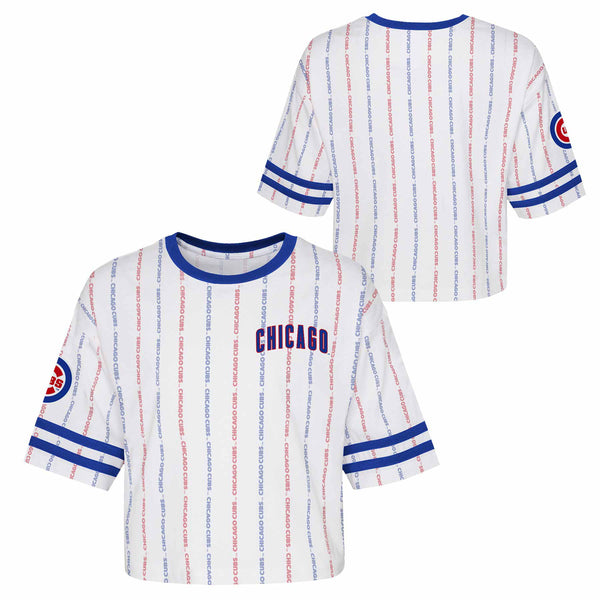 Chicago Cubs Youth Girls Type Stripe T-Shirt