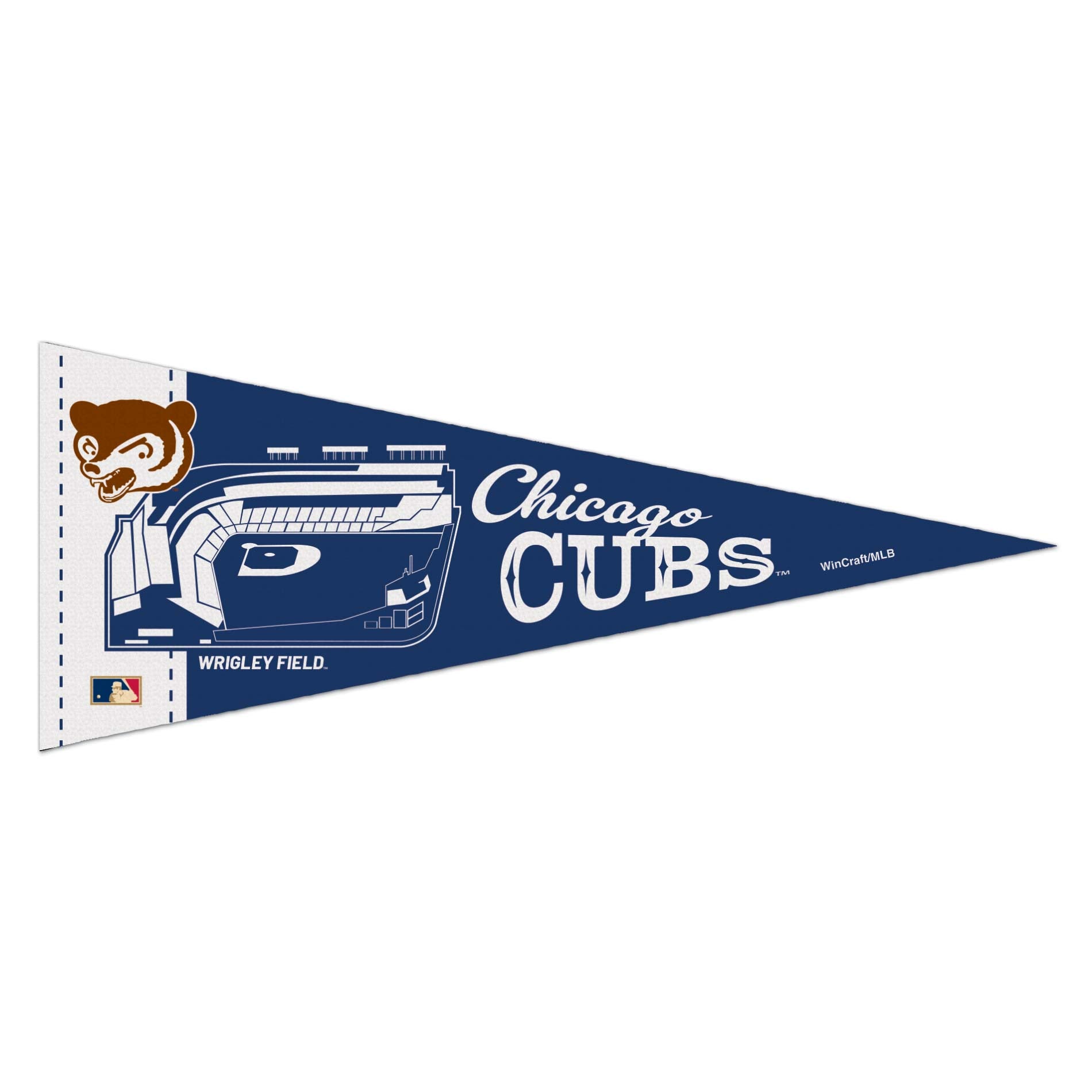 Chicago Cubs Wrigley Field Vintage Bear Mini Pennant Wrigleyville Sports