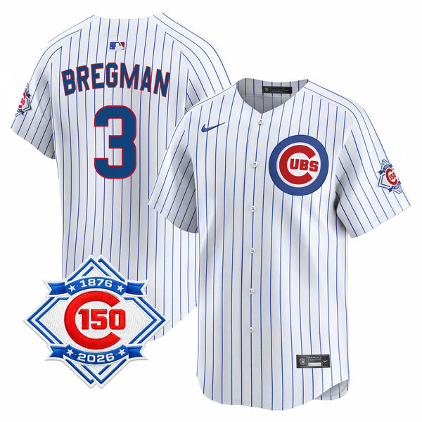 Chicago Cubs Alex Bregman Nike Home Vapor Limited 150th Anniversary Jersey With Authentic Lettering