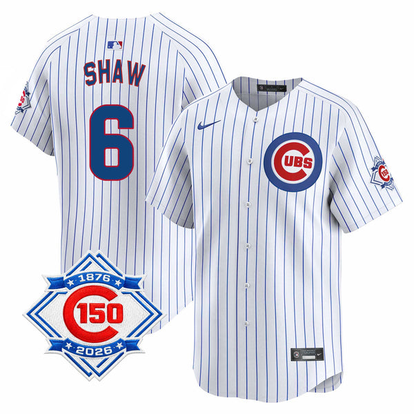 Chicago Cubs Matt Shaw Nike Home Vapor Limited 150th Anniversary Jersey With Authentic Lettering