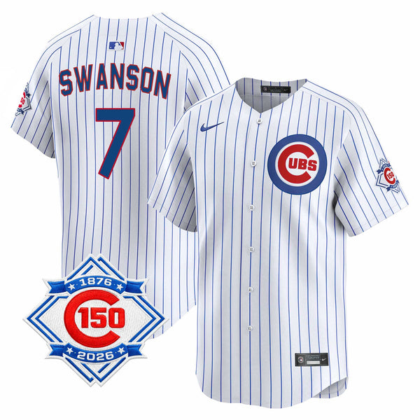 Chicago Cubs Dansby Swanson Nike Home Vapor Limited 150th Anniversary Jersey With Authentic Lettering