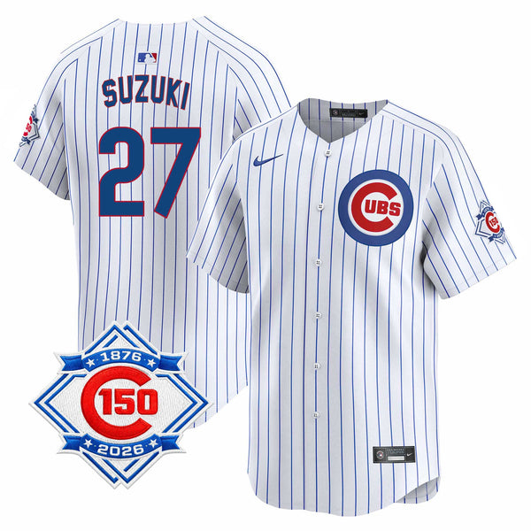 Chicago Cubs Seiya Suzuki Nike Home Vapor Limited 150th Anniversary Jersey With Authentic Lettering
