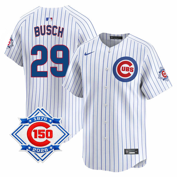 Chicago Cubs Michael Busch Nike Home Vapor Limited 150th Anniversary Jersey With Authentic Lettering