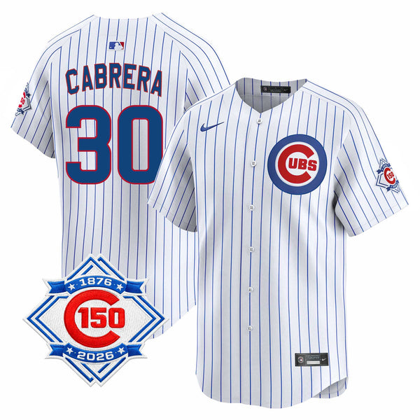 Chicago Cubs Edward Cabrera Nike Home Vapor Limited 150th Anniversary Jersey With Authentic Lettering