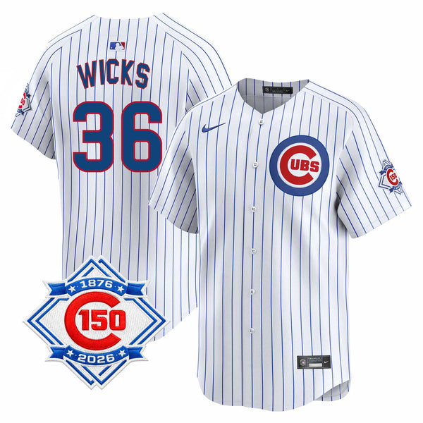Chicago Cubs Jordan Wicks Nike Home Vapor Limited 150th Anniversary Jersey With Authentic Lettering