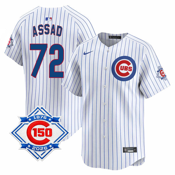 Chicago Cubs Javier Assad Nike Home Vapor Limited 150th Anniversary Jersey With Authentic Lettering