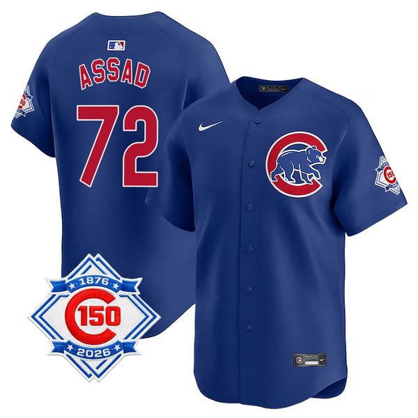 Chicago Cubs Javier Assad Nike Alternate Vapor Limited 150th Anniversary Jersey With Authentic Lettering