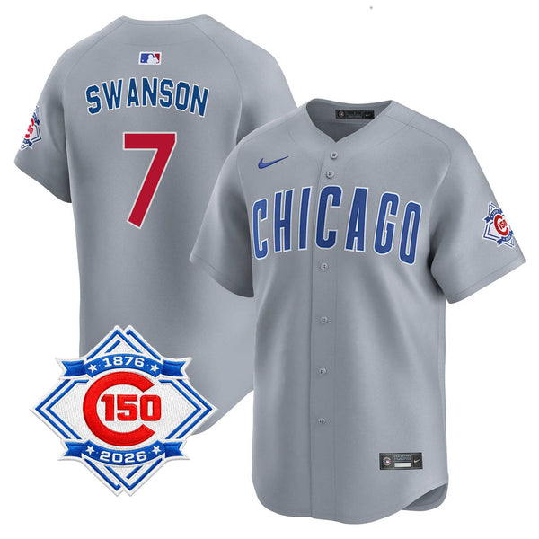 Chicago Cubs Dansby Swanson Nike Road Vapor Limited 150th Anniversary Jersey With Authentic Lettering