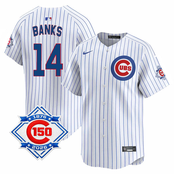 Chicago Cubs Ernie Banks Nike Home Vapor Limited 150th Anniversary Jersey With Authentic Lettering