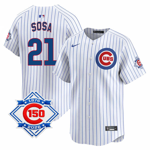 Chicago Cubs Sammy Sosa Nike Home Vapor Limited 150th Anniversary Jersey With Authentic Lettering