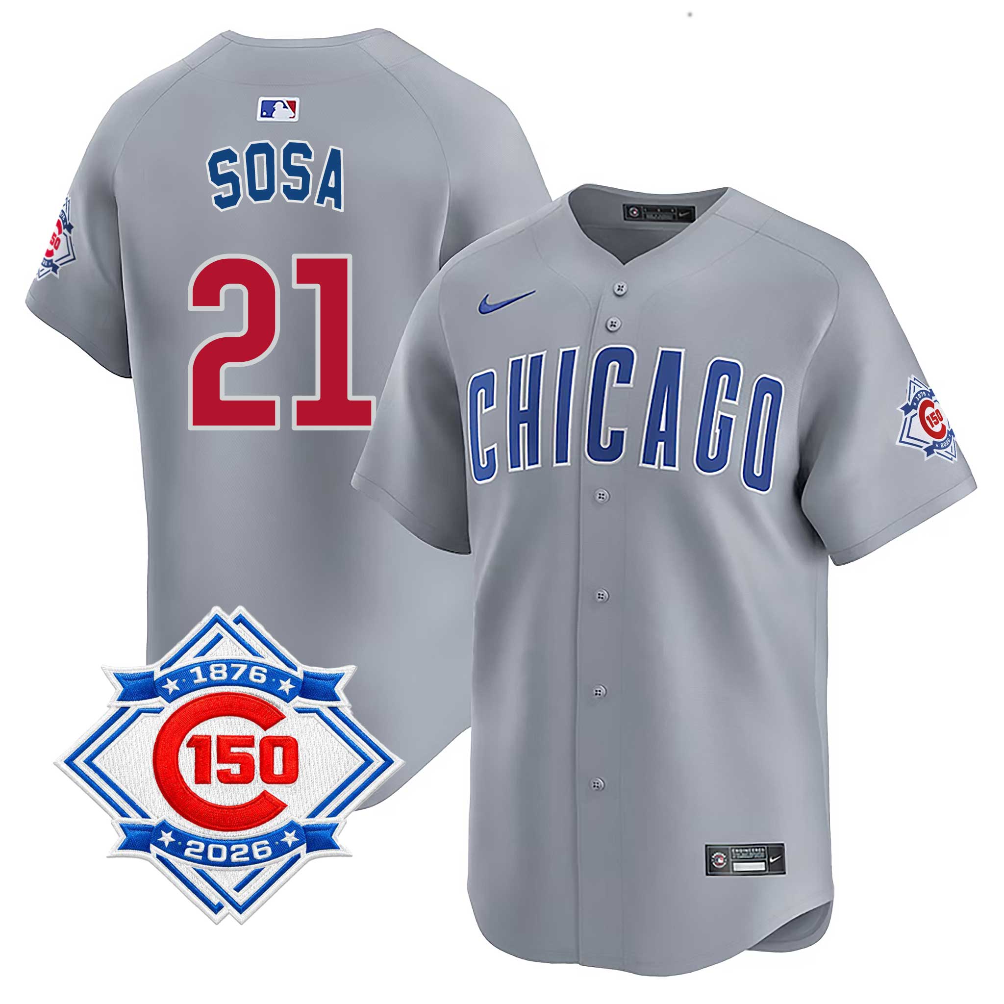 Chicago Cubs Sammy Sosa Nike Road Vapor Limited 150th Anniversary