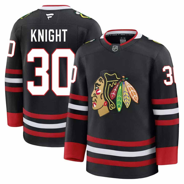 Chicago Blackhawks Spencer Knight Fanatics 2025 Alternate Premium Jersey w/ Authentic Lettering