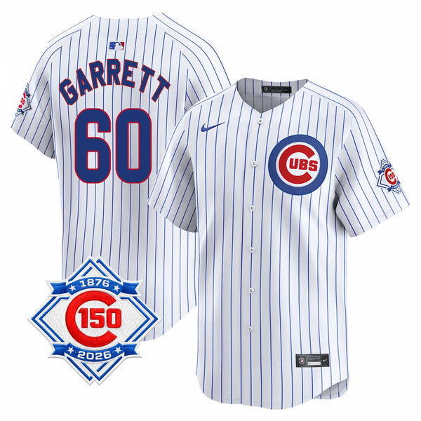 Chicago Cubs Braxton Garrett Nike Home Vapor Limited 150th Anniversary Jersey With Authentic Lettering
