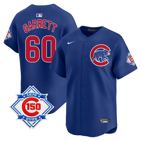 Chicago Cubs Braxton Garrett Nike Alternate Vapor Limited 150th Anniversary Jersey With Authentic Lettering