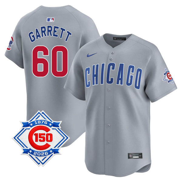 Chicago Cubs Braxton Garrett Nike Road Vapor Limited 150th Anniversary Jersey With Authentic Lettering