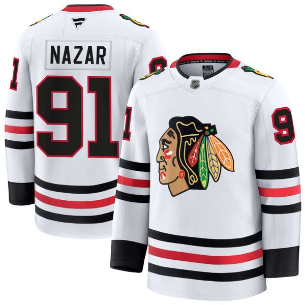 Chicago Blackhawks Frank Nazar Fanatics Road Premium Jersey With Authentic Lettering