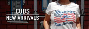 Shop Chicago Cubs Nw Arrivals, including this Chicago Cubs 47 Brand White Wash Patriotic Wave Frankie Short Sleeve Tee Shirt.