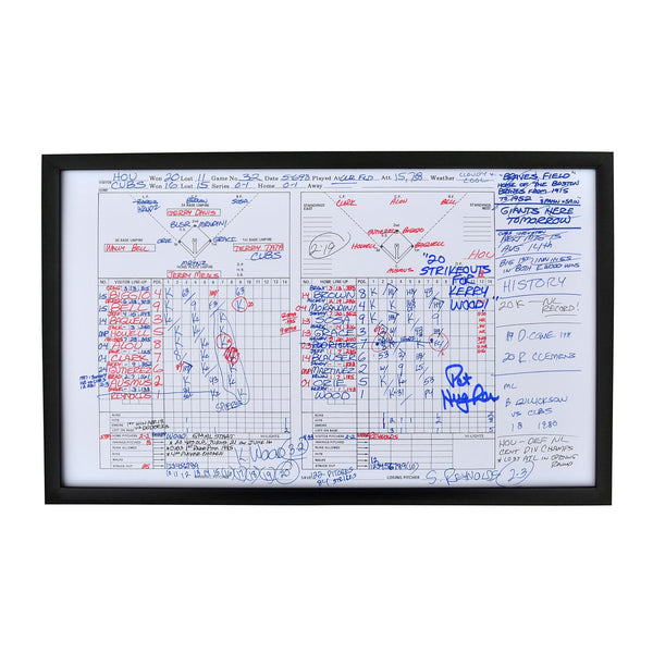 Pat Hughes Autographed Kerry Wood 20 K's Framed Scorecard