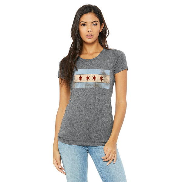 Chicago Flag Ladies Triblend Tee