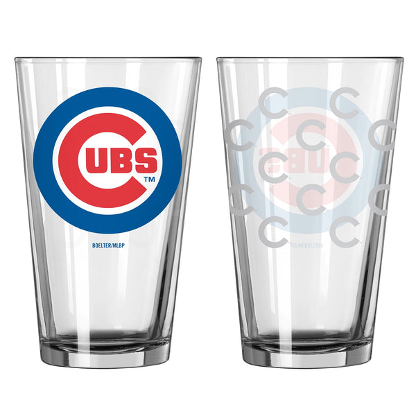 Chicago Cubs Etched Logos Pint Glass