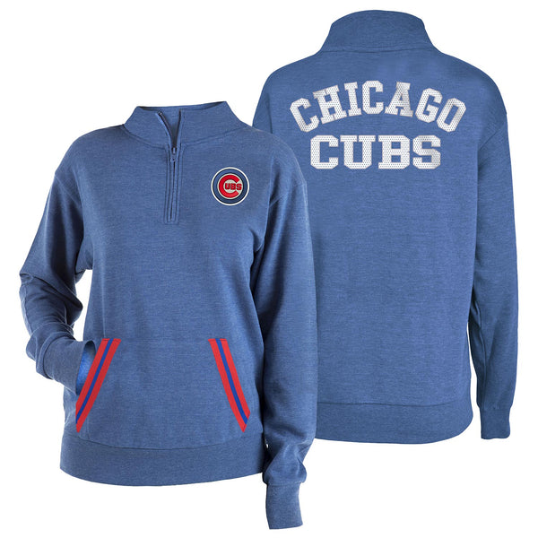 Chicago Cubs Women's Tri Blend 1/2 Zip Fleece