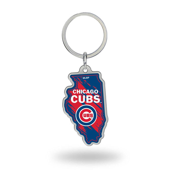 Chicago Cubs Illinois Shaped Keychain