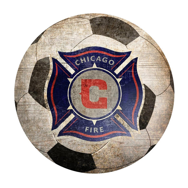 Chicago Fire 12" Ball Logo Wooden Sign