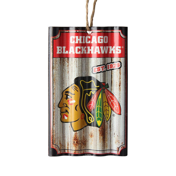 Chicago Blackhawks Metal Corrugated Ornament
