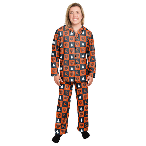 Chicago Bears Ladies Patches Button Up Pajama Set