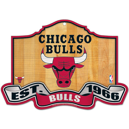 Chicago Bulls Established Wood Sign