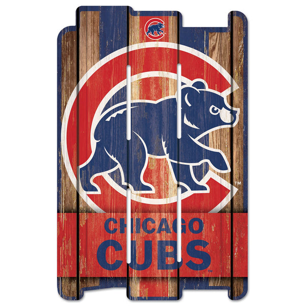 Chicago Cubs Wooden Fence Walking Bear Sign